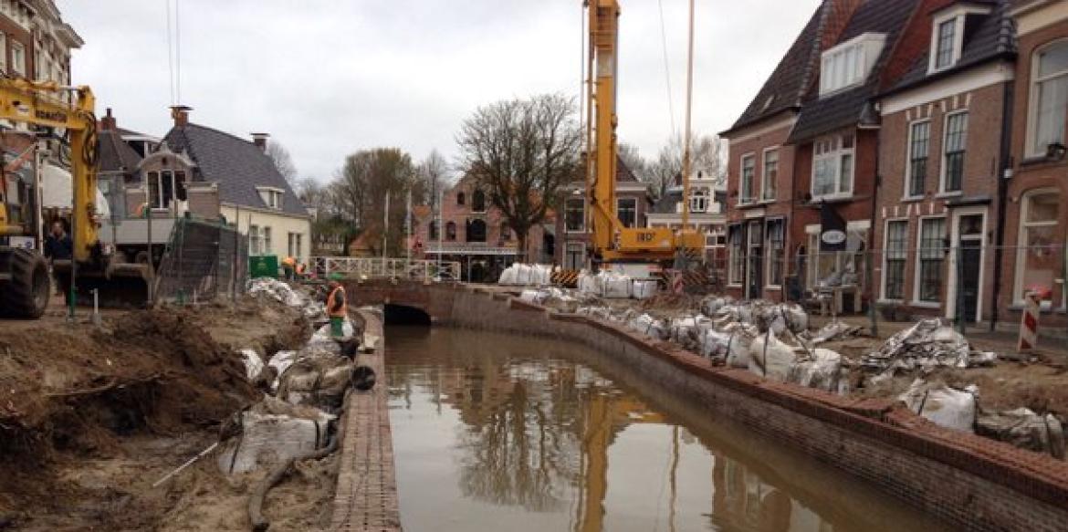 Werkzaamheden deels afgerond: Koornmarkt gevuld met water