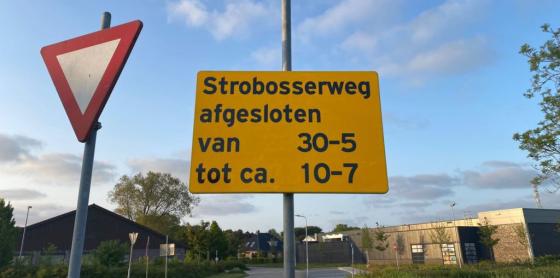 Strobosserweg gesloten wegens wegwerkzaamheden