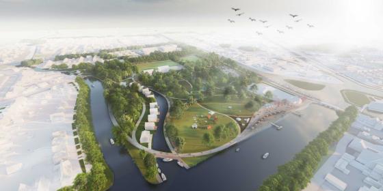 Voorlopig ontwerp van Harddraverspark vastgesteld: stadsstrand en recreatie-eiland als blikvangers